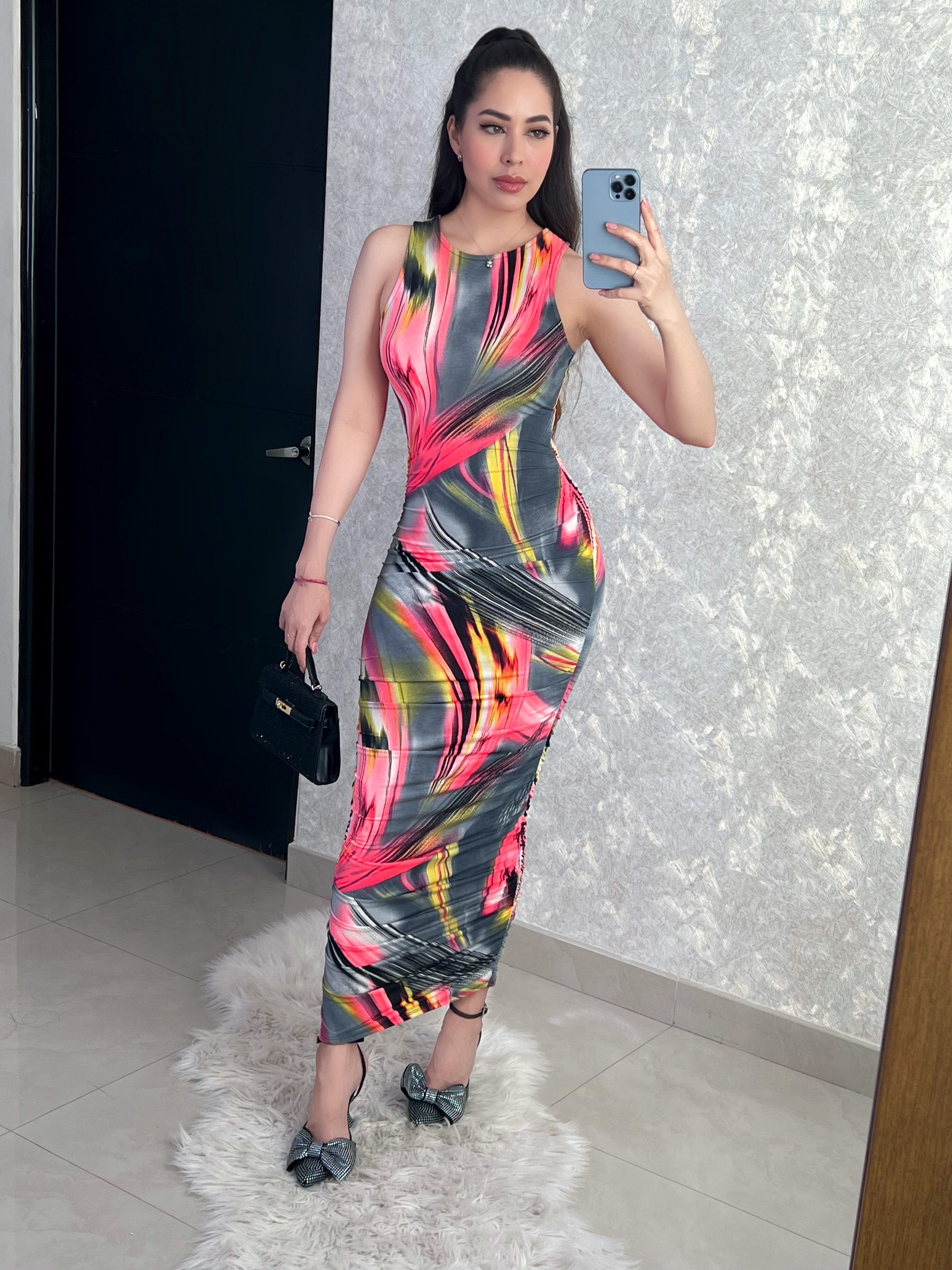 VESTIDO DRAPEADO GRIS