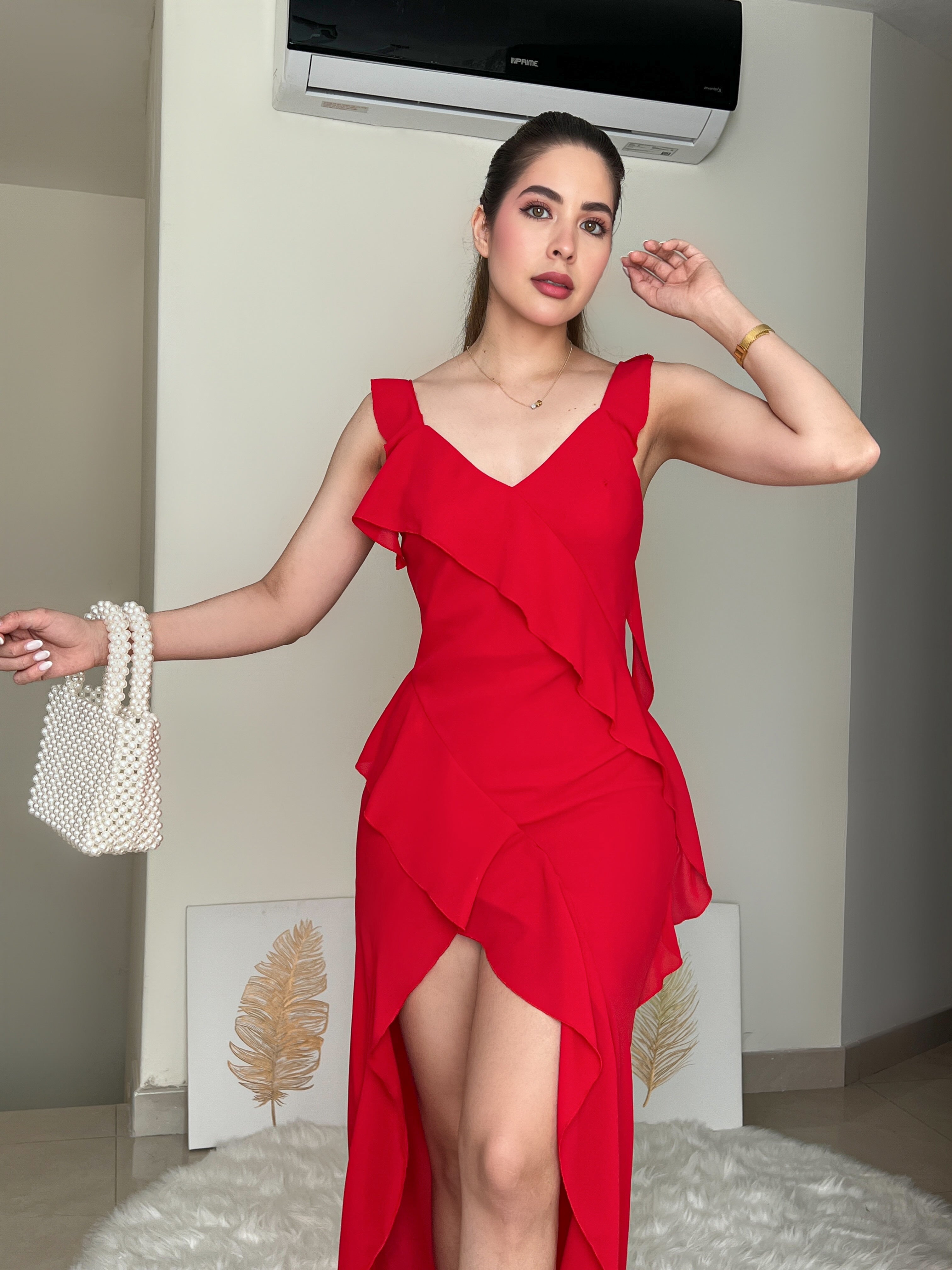 VESTIDO ROJO CON ONDAS