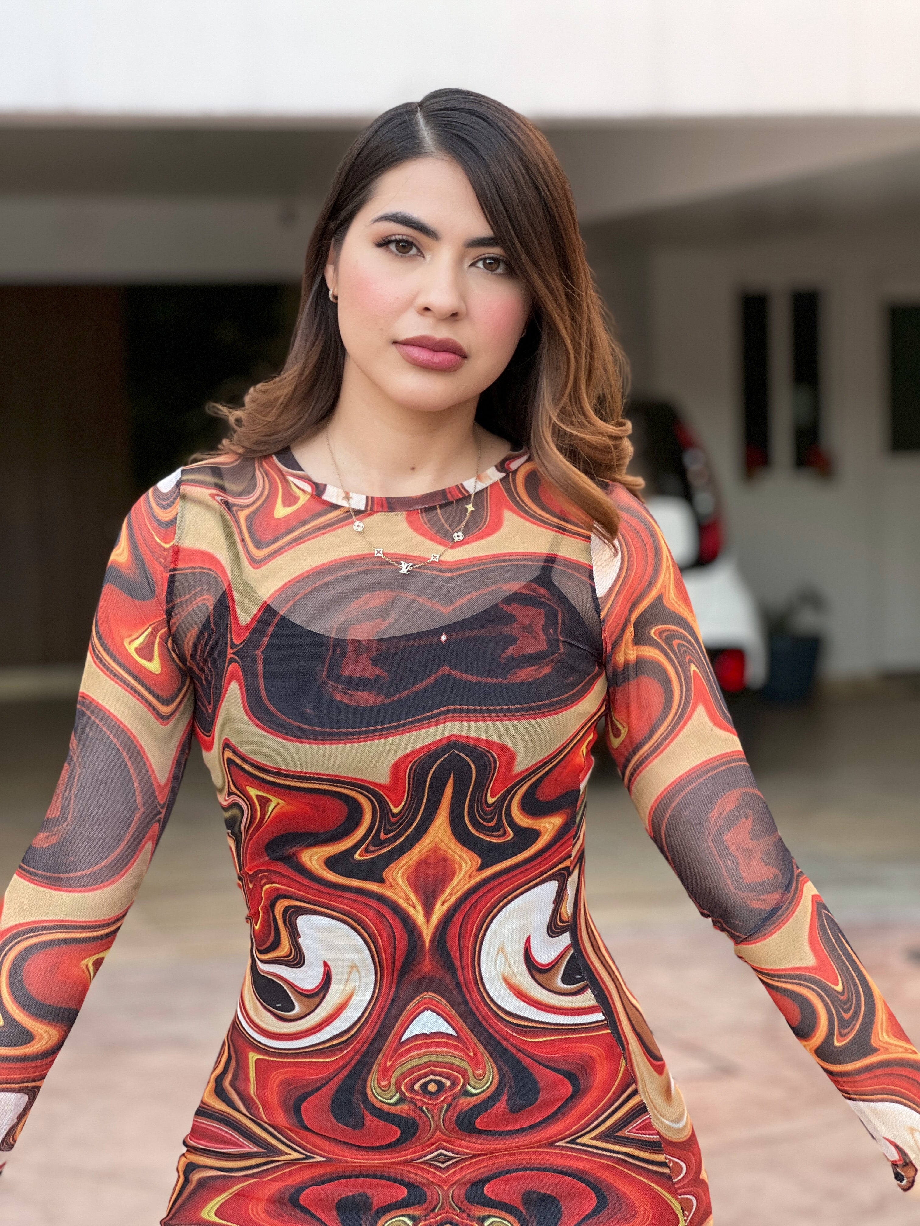 VESTIDO MESH CAFE