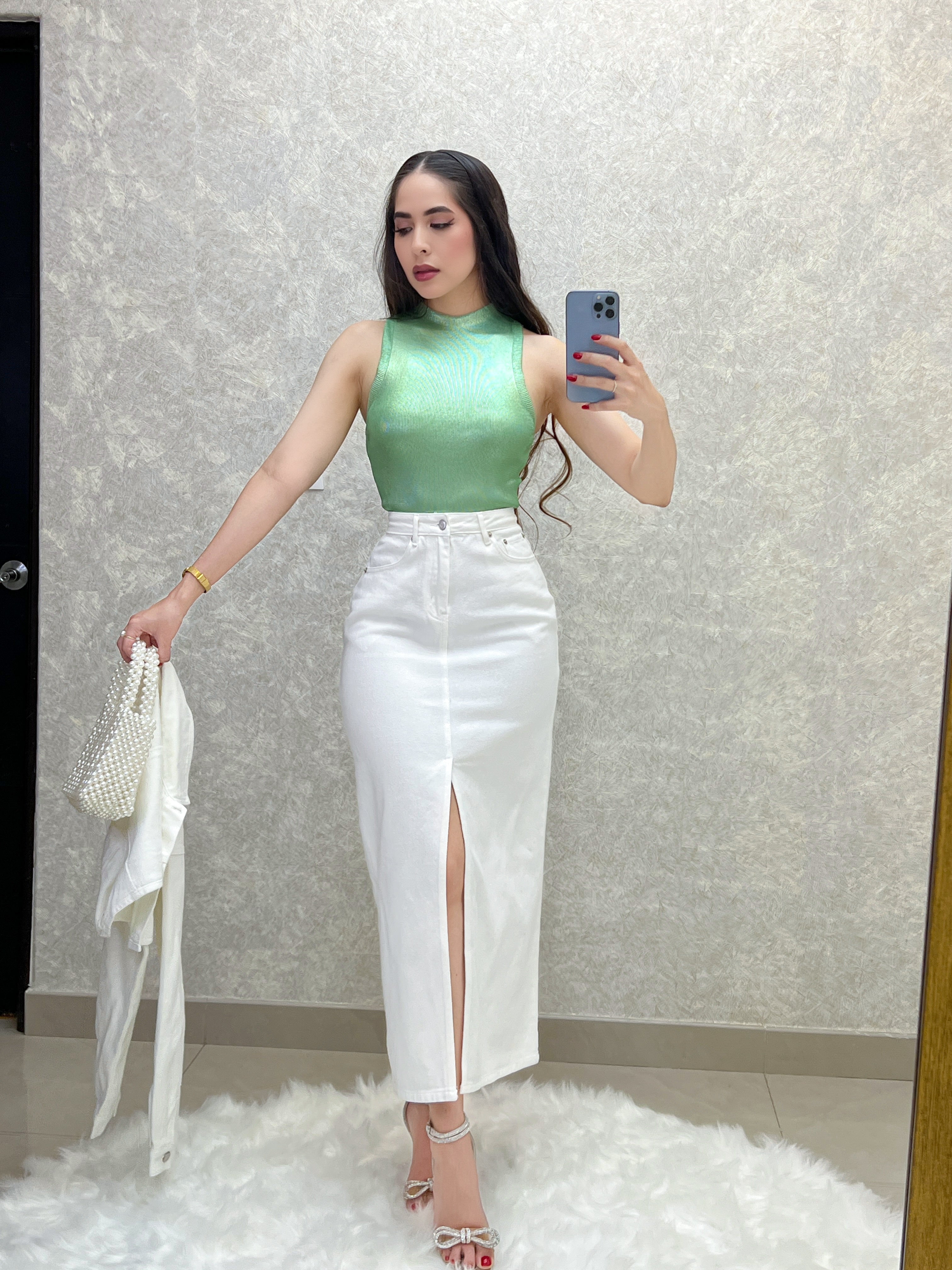 BLUSA VERDE SATINADA