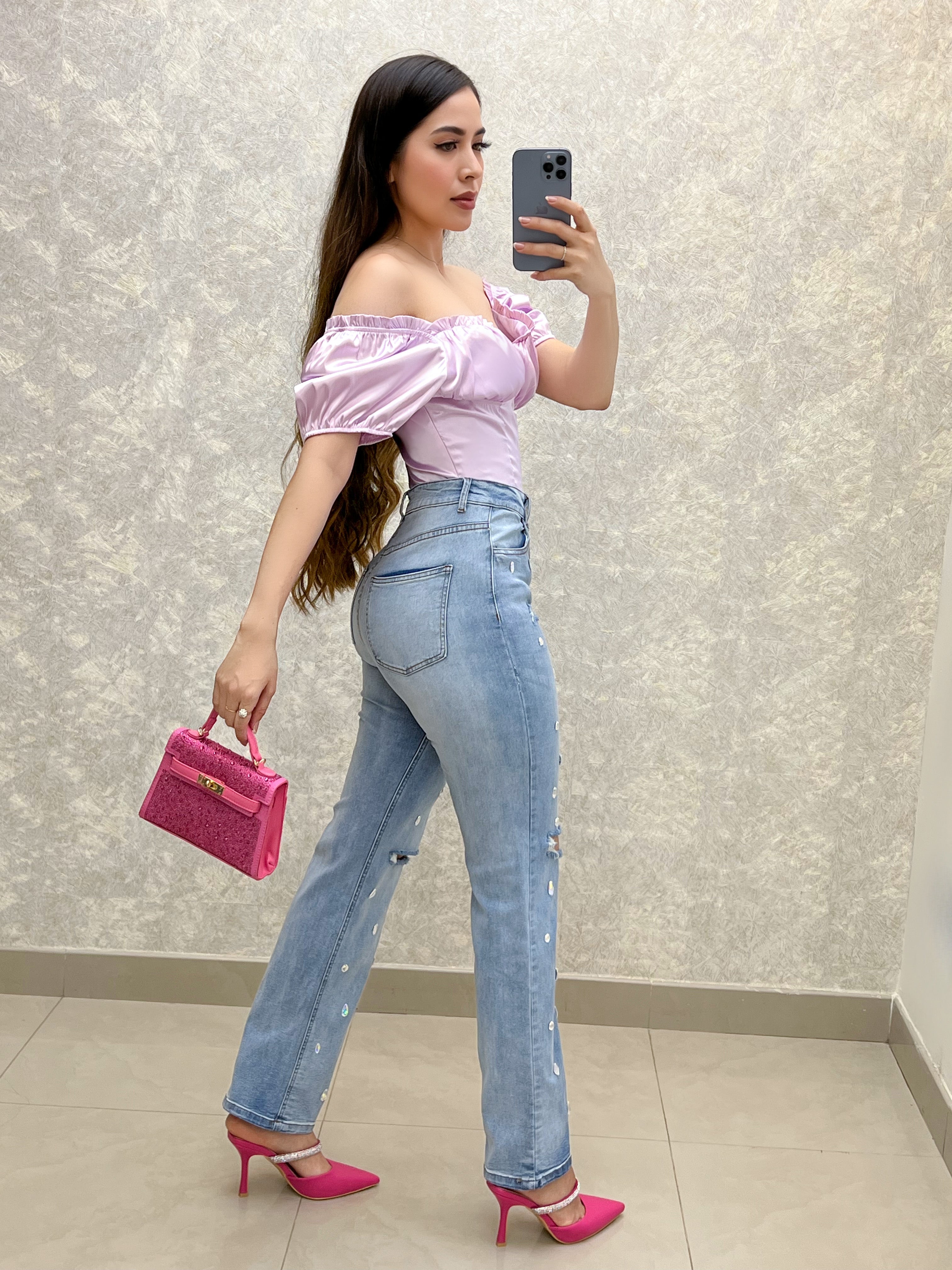 BLUSA LILA SATINADA