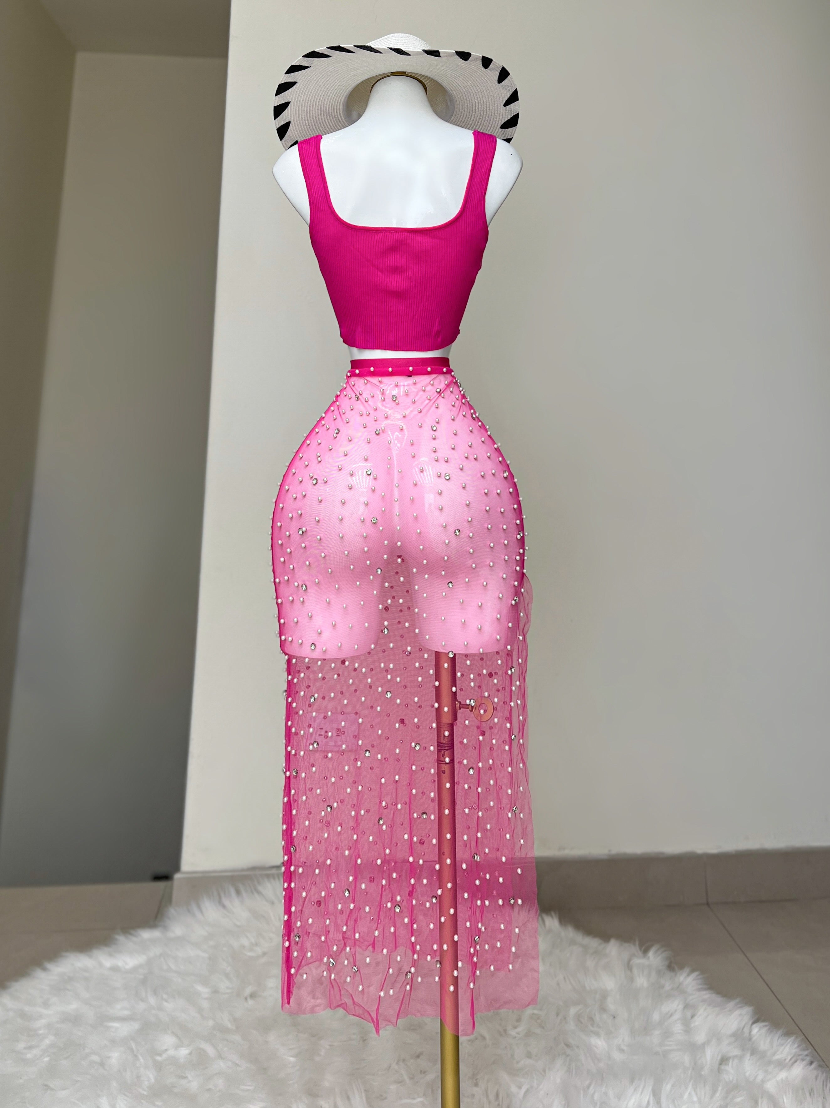 TOP ROSA TEJIDO