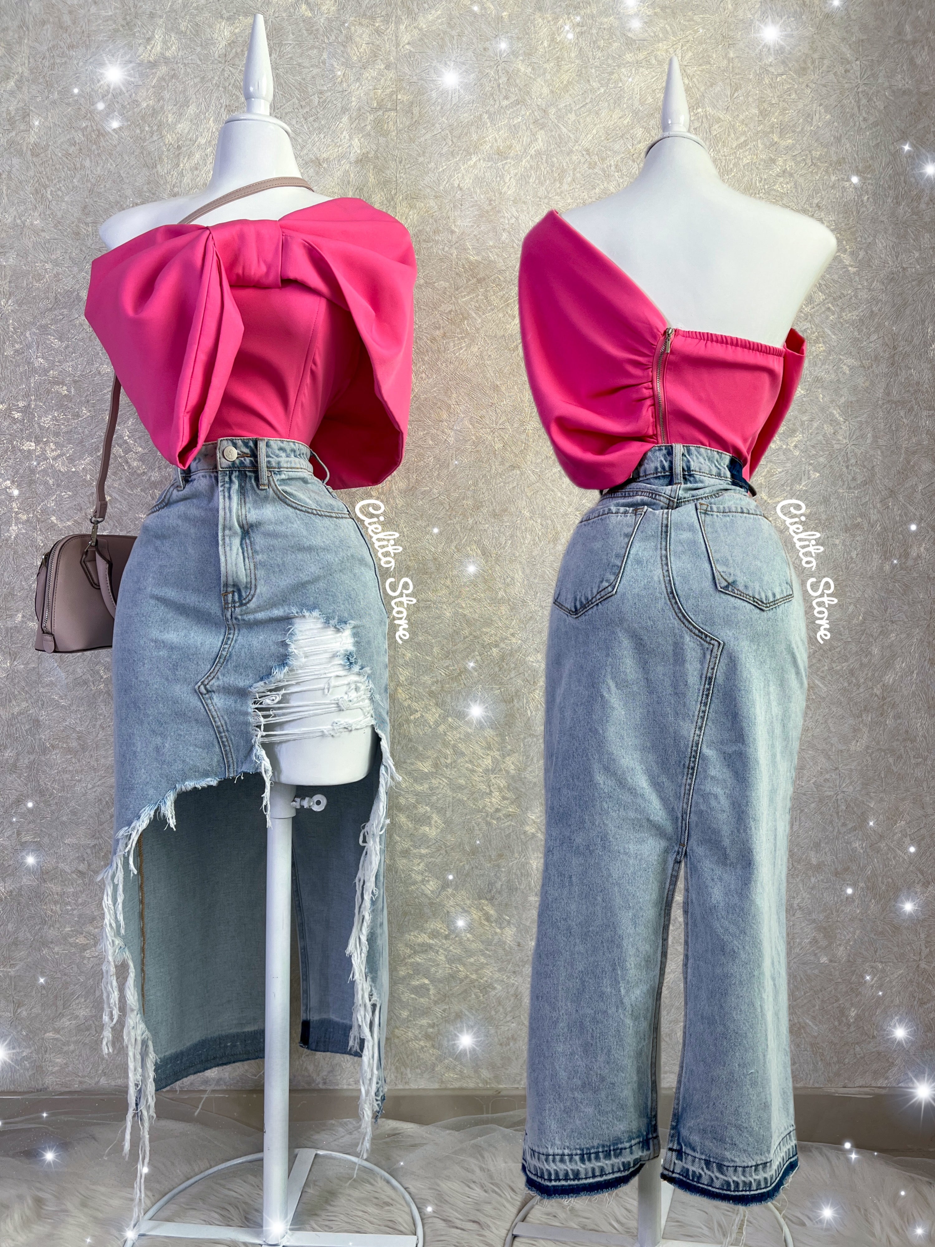 BLUSA ROSA CORTA DE MOÑO