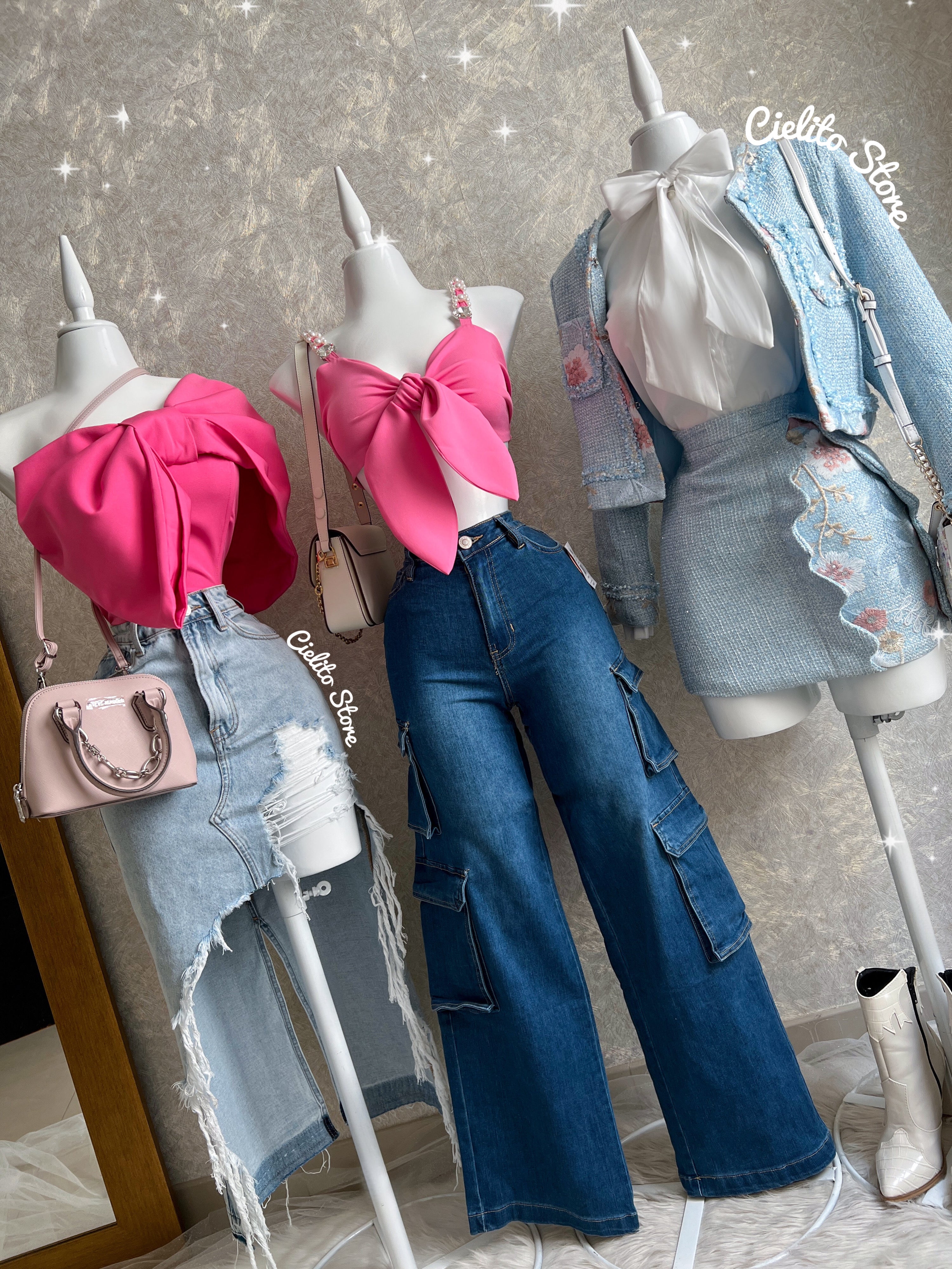 BLUSA ROSA CORTA DE MOÑO