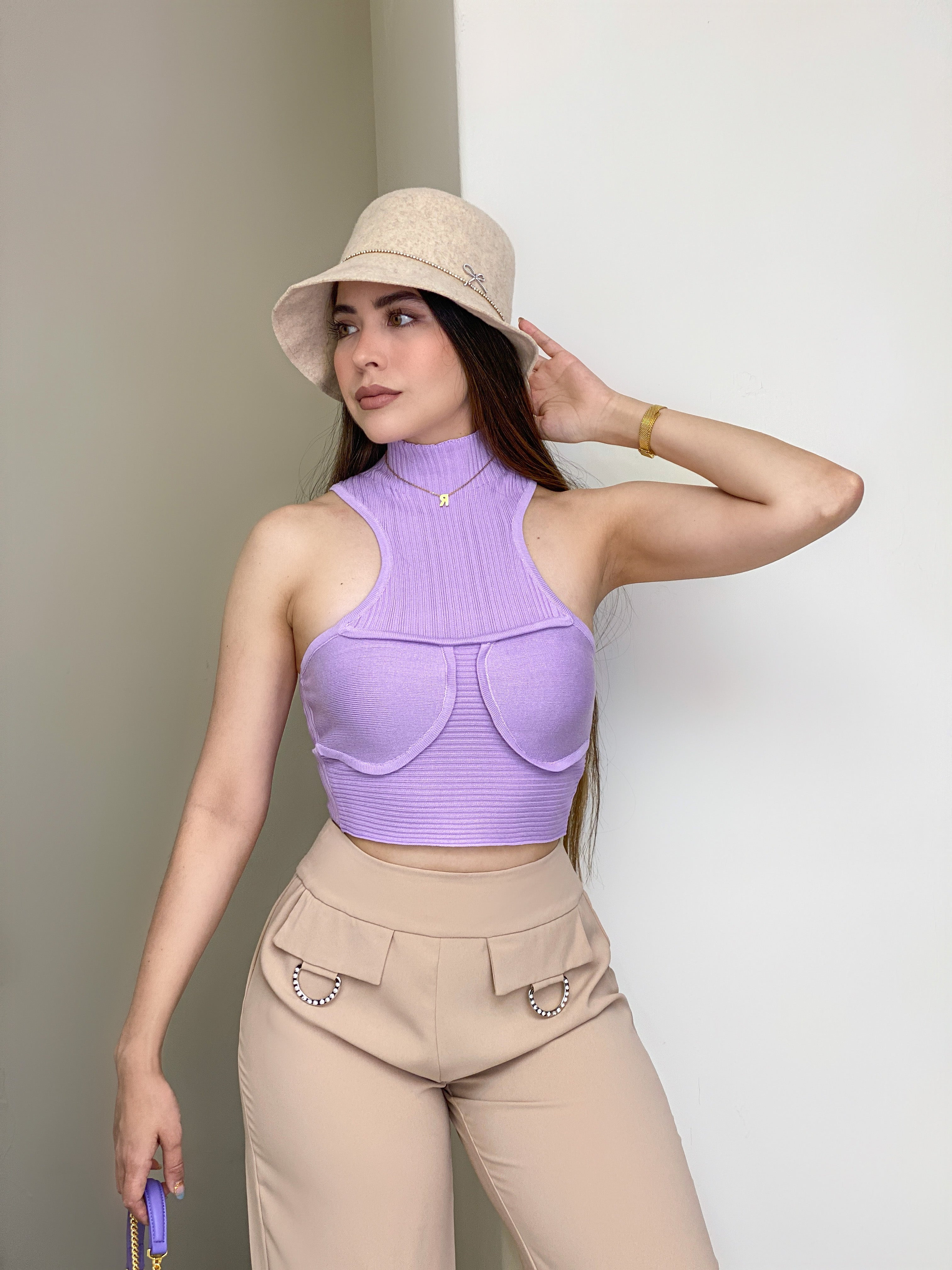 BLUSA LILA HALTER