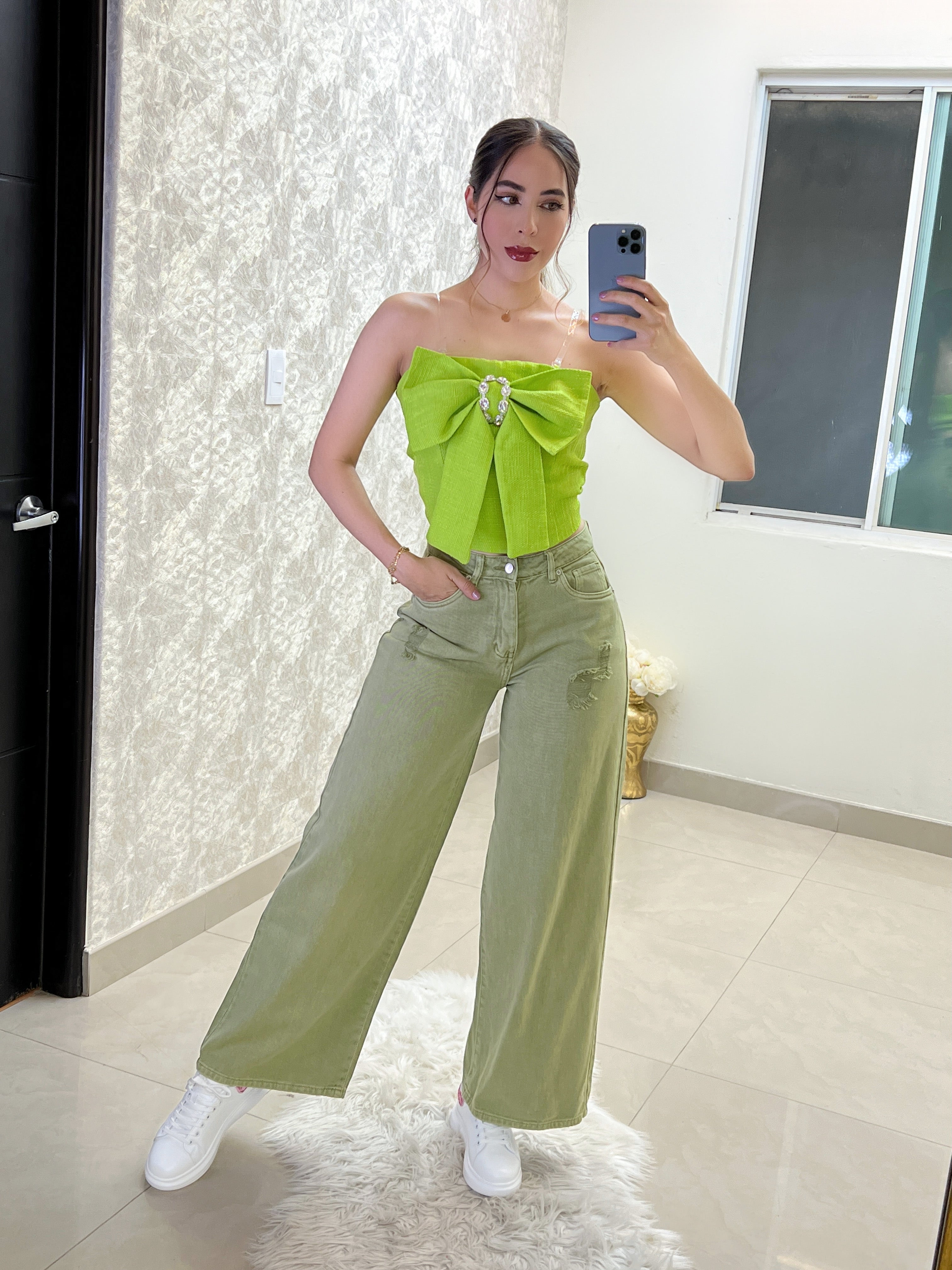 PANTALÓN WIDE LEG OLIVO