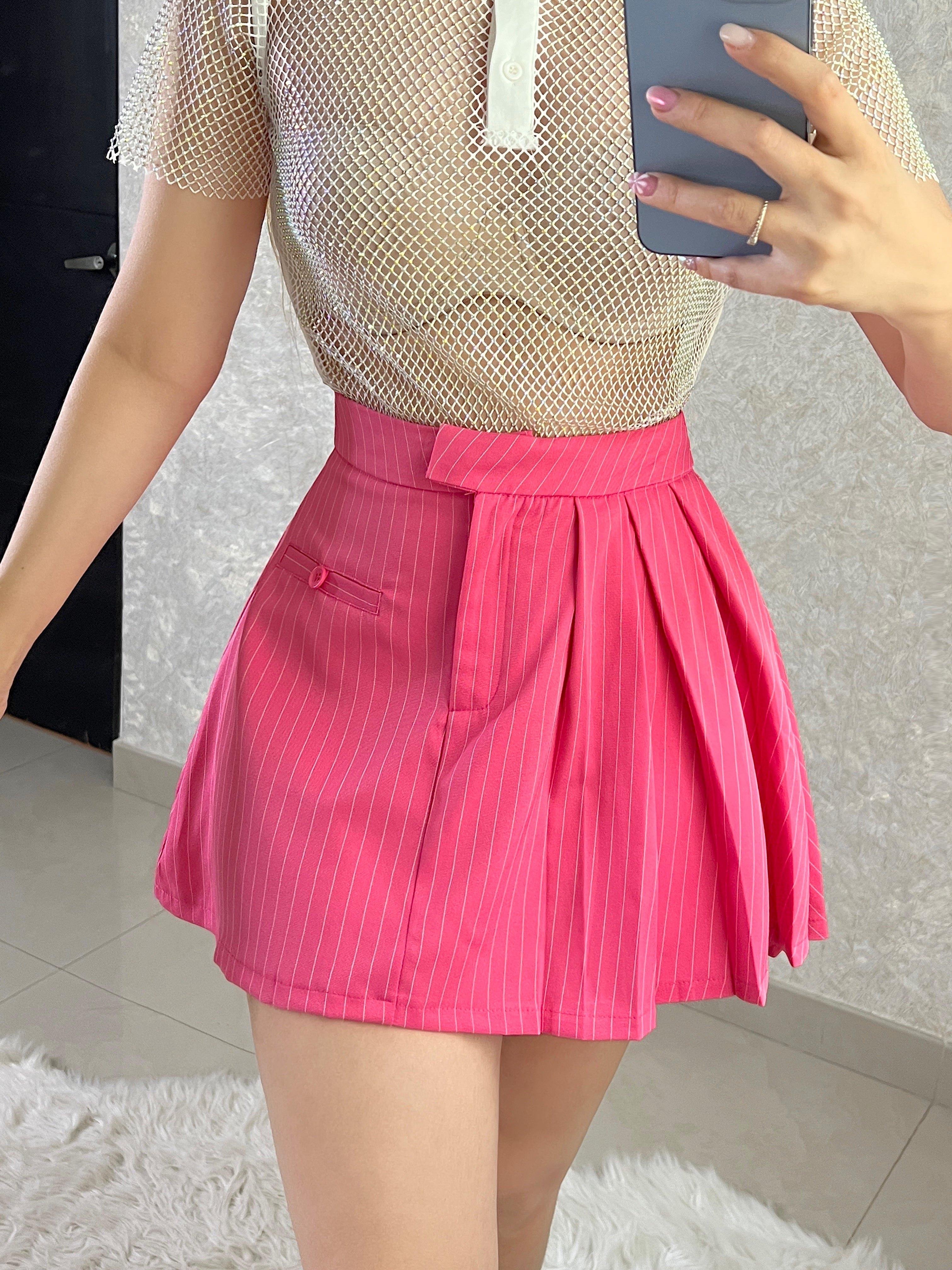 FALDA ROSA PLIZADA
