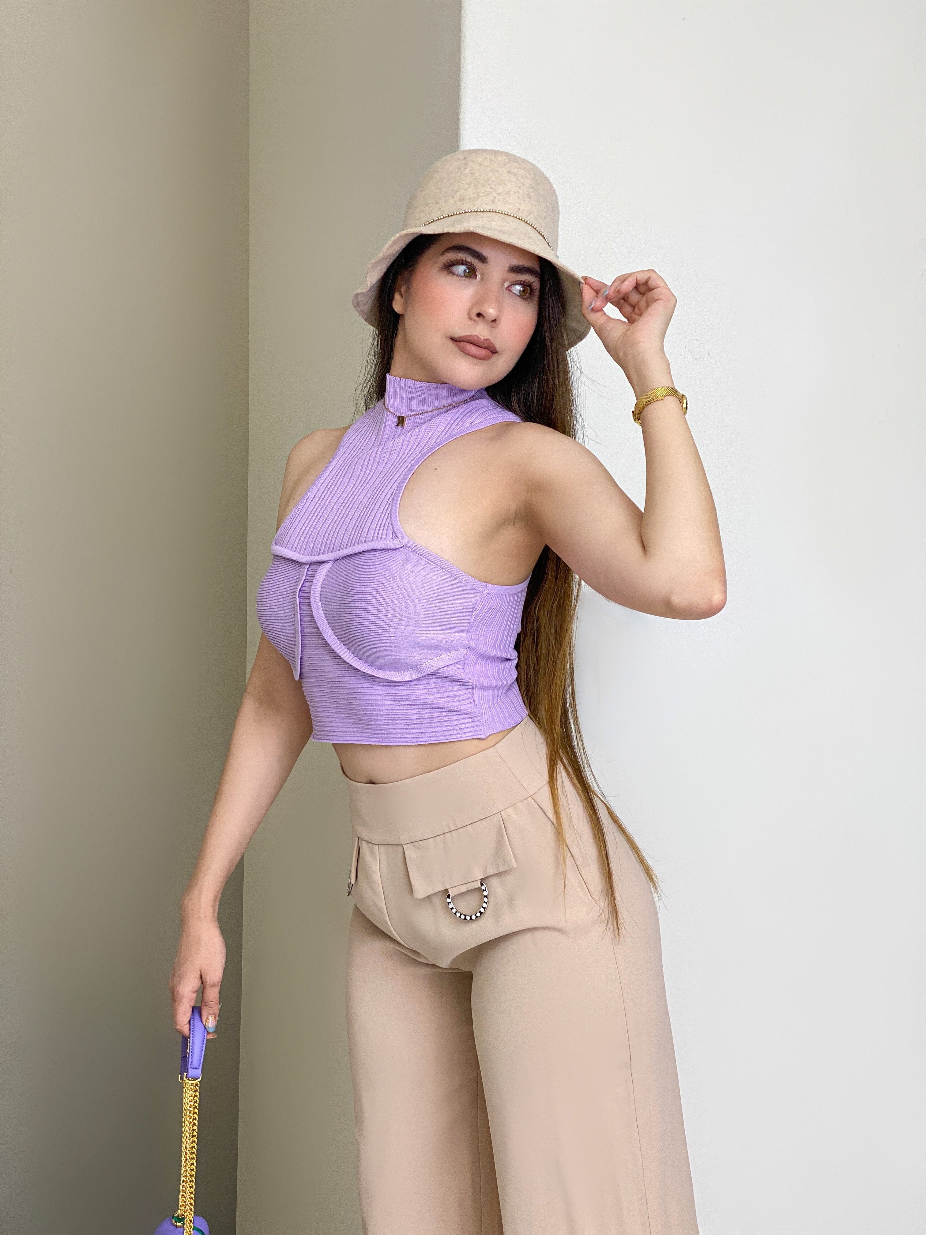BLUSA LILA HALTER