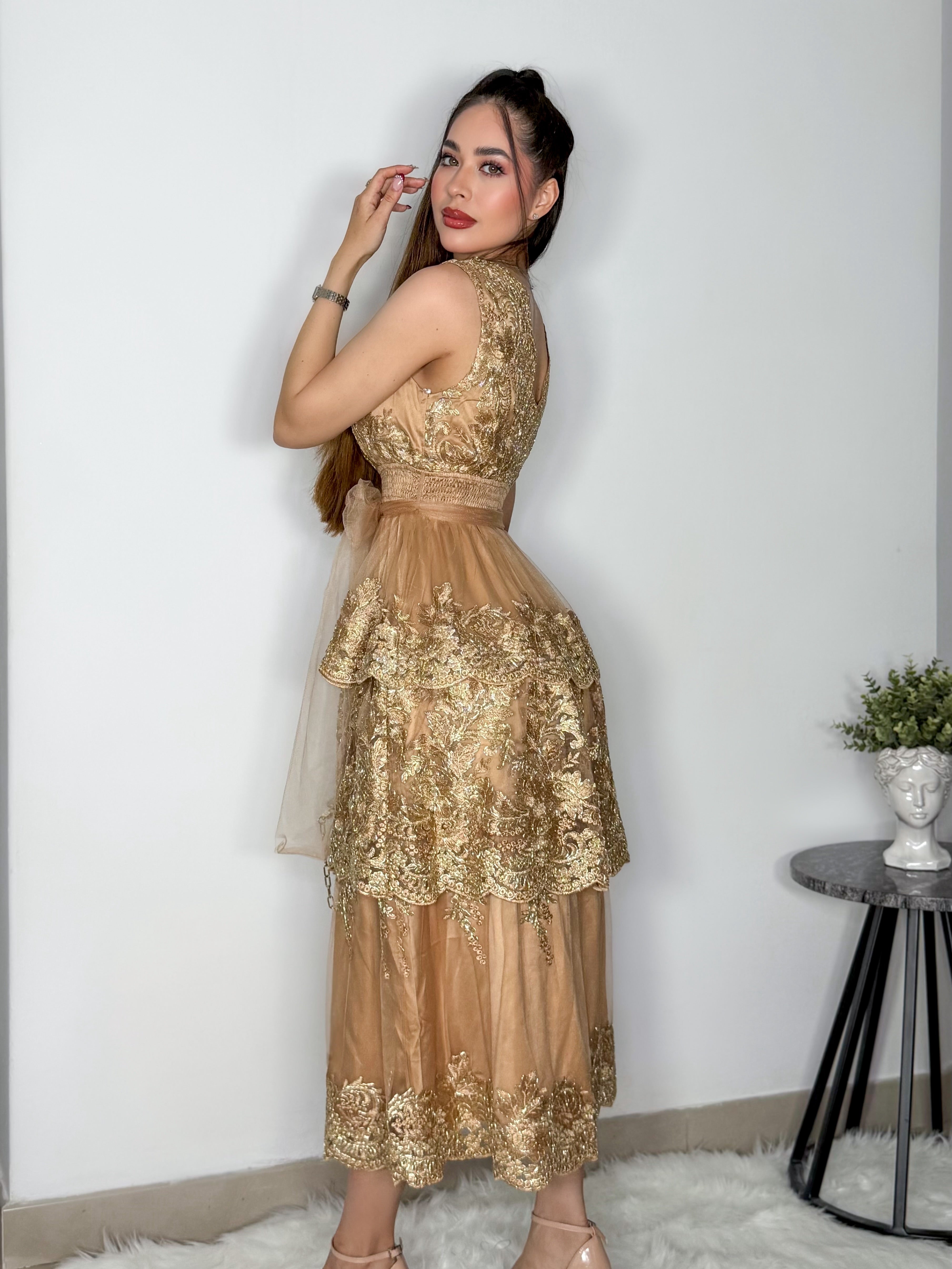 VESTIDO NATALI CAMEL