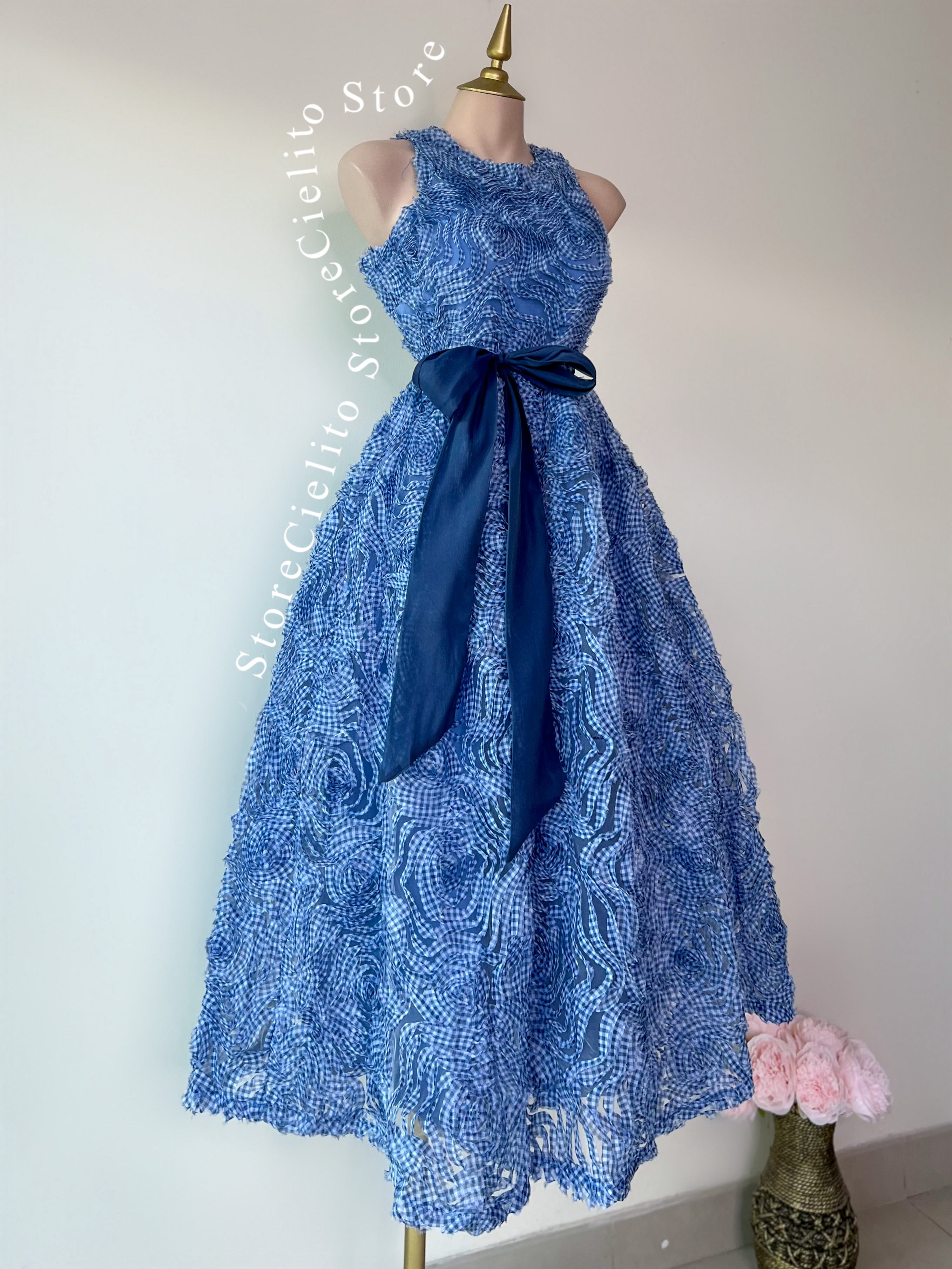 VESTIDO FLOR AZUL