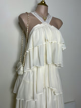 VESTIDO CON OLANES BLANCO