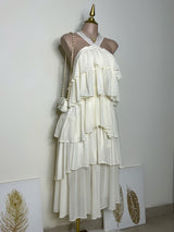 VESTIDO CON OLANES BLANCO