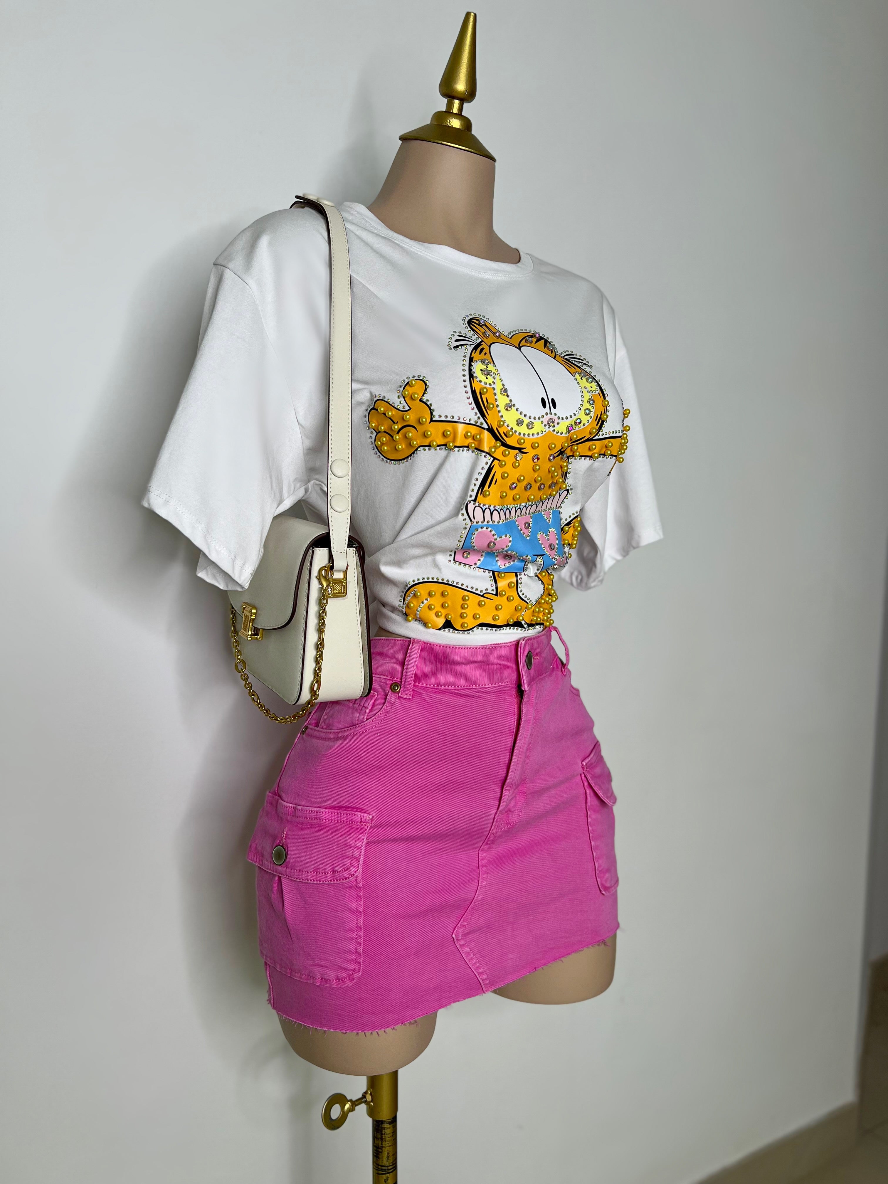 FALDA ROSA CON BOLSAS