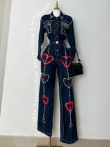 ENTERIZO MEZCLILLA CON CORAZONES