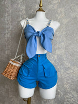 TOP AZUL CON PERLA Y PEDRERÍA