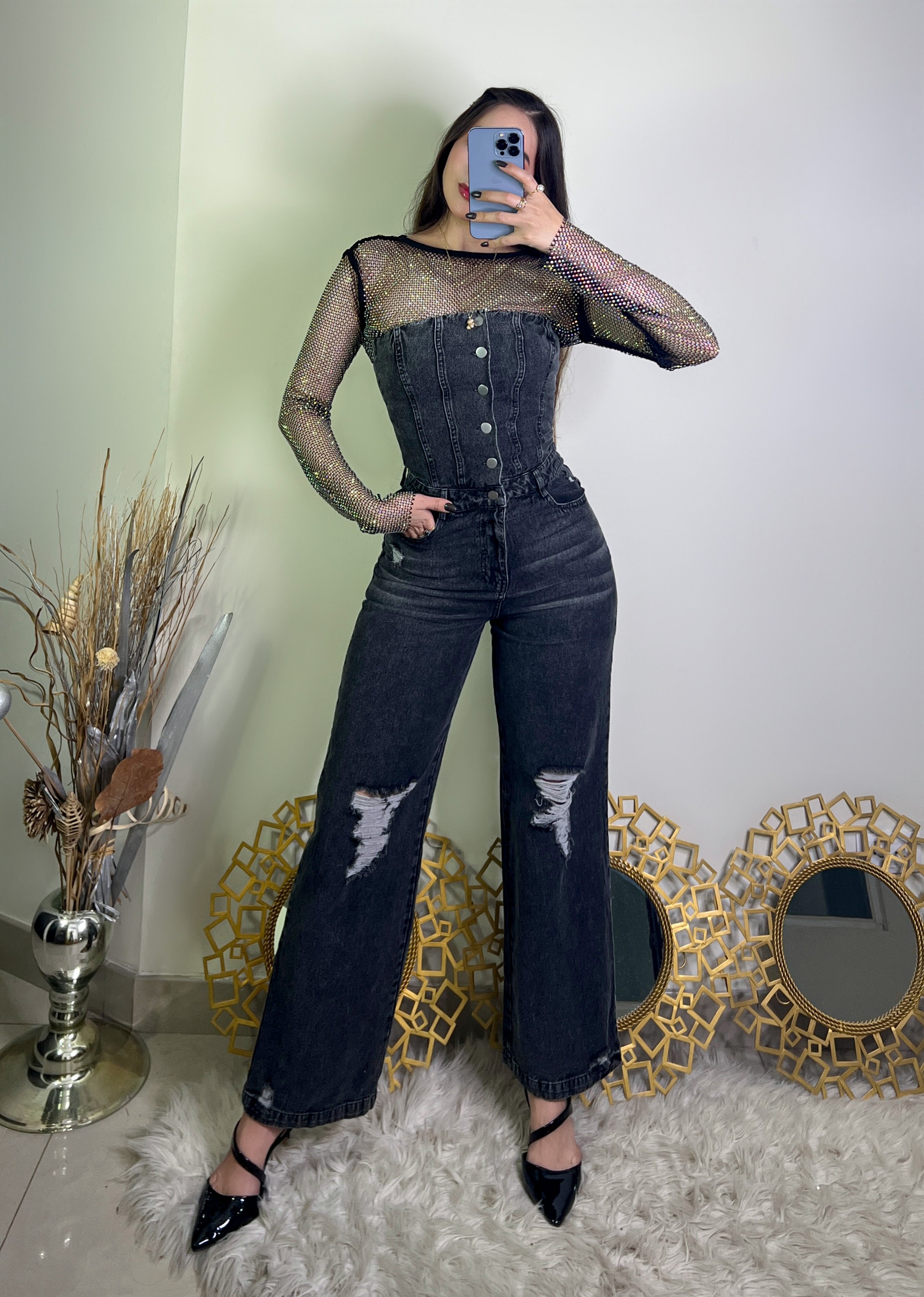 ENTERIZO DENIM NEGRO