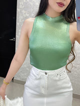 BLUSA VERDE SATINADA