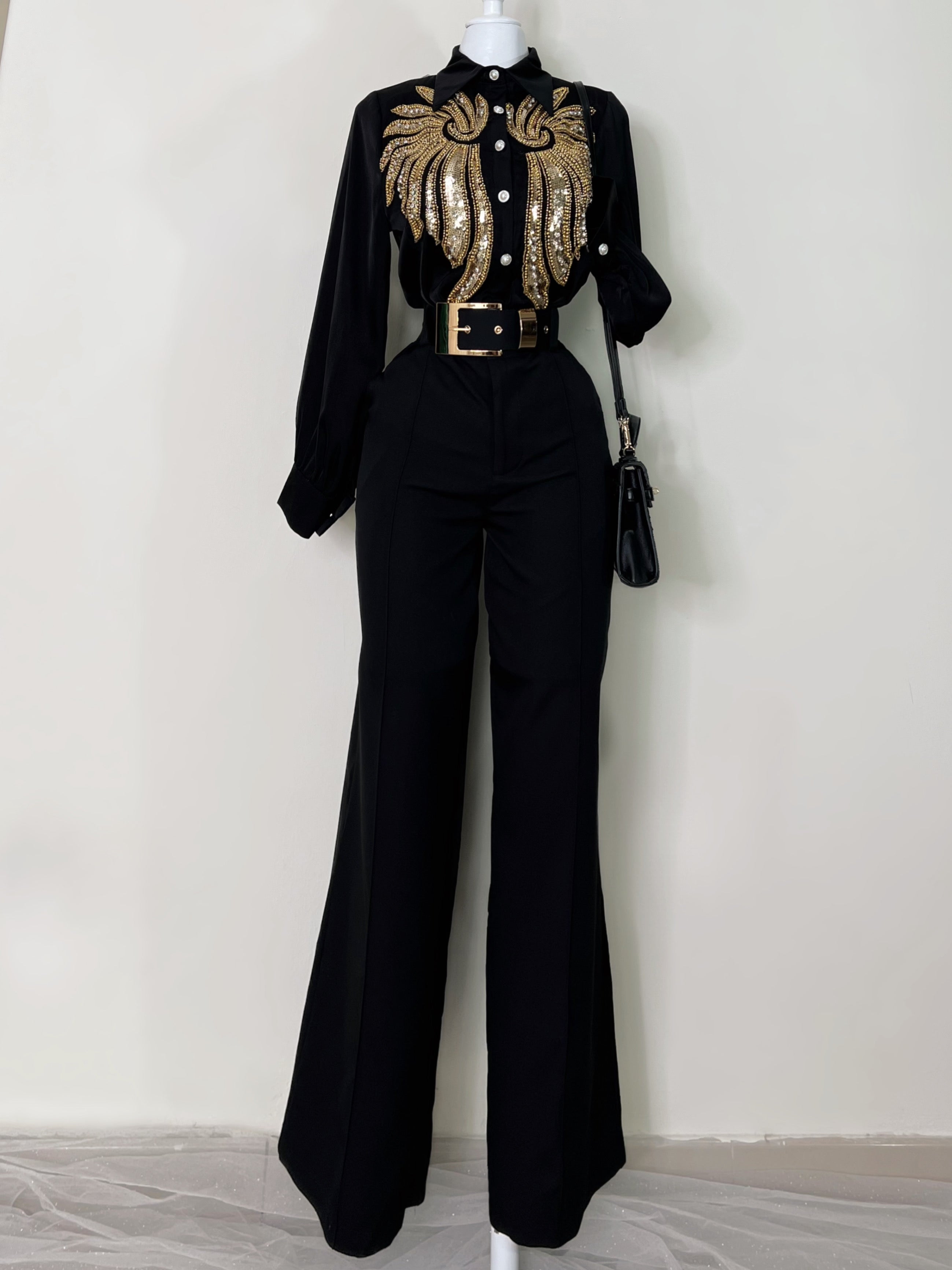 Camisa Negra Pedrería