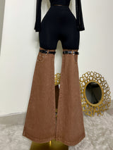 PANTALÓN DENIM CAFE Y NEGRO