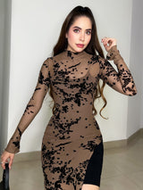 VESTIDO MESH CARAMELO(SIN FORRO)