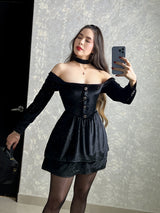 VESTIDO NEGRO CON DESTELLOS