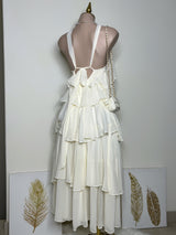 VESTIDO CON OLANES BLANCO