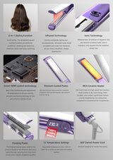 PLANCHA PROFESIONAL LUXURY INFRARROJA TITANIO GALVANIZADO - 2 EN 1 ALISADO Y ONDAS