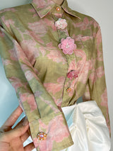 BLUSA VERDE DE FLOR VINTAGE