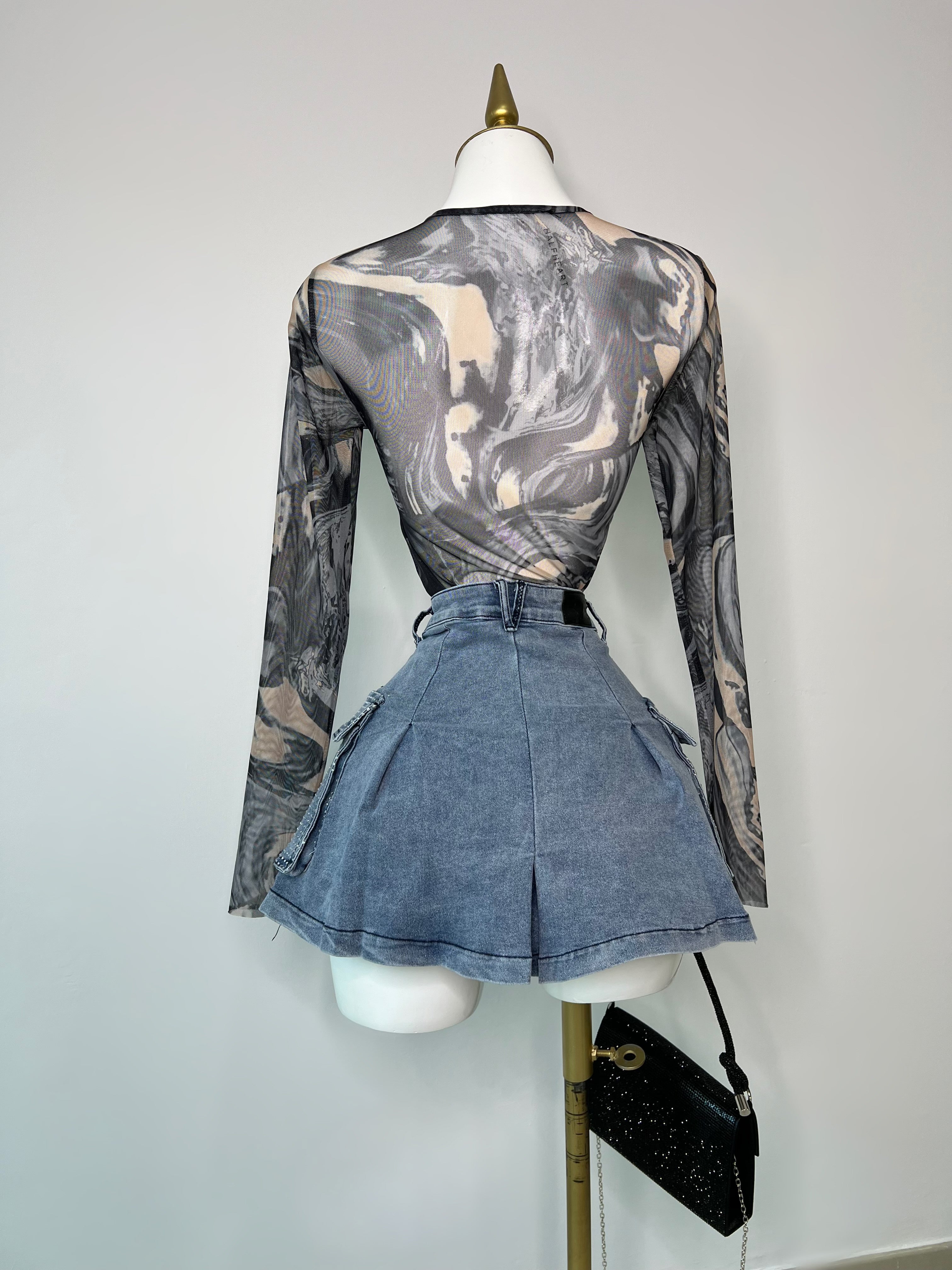 FALDA DENIM PEDRERÍA