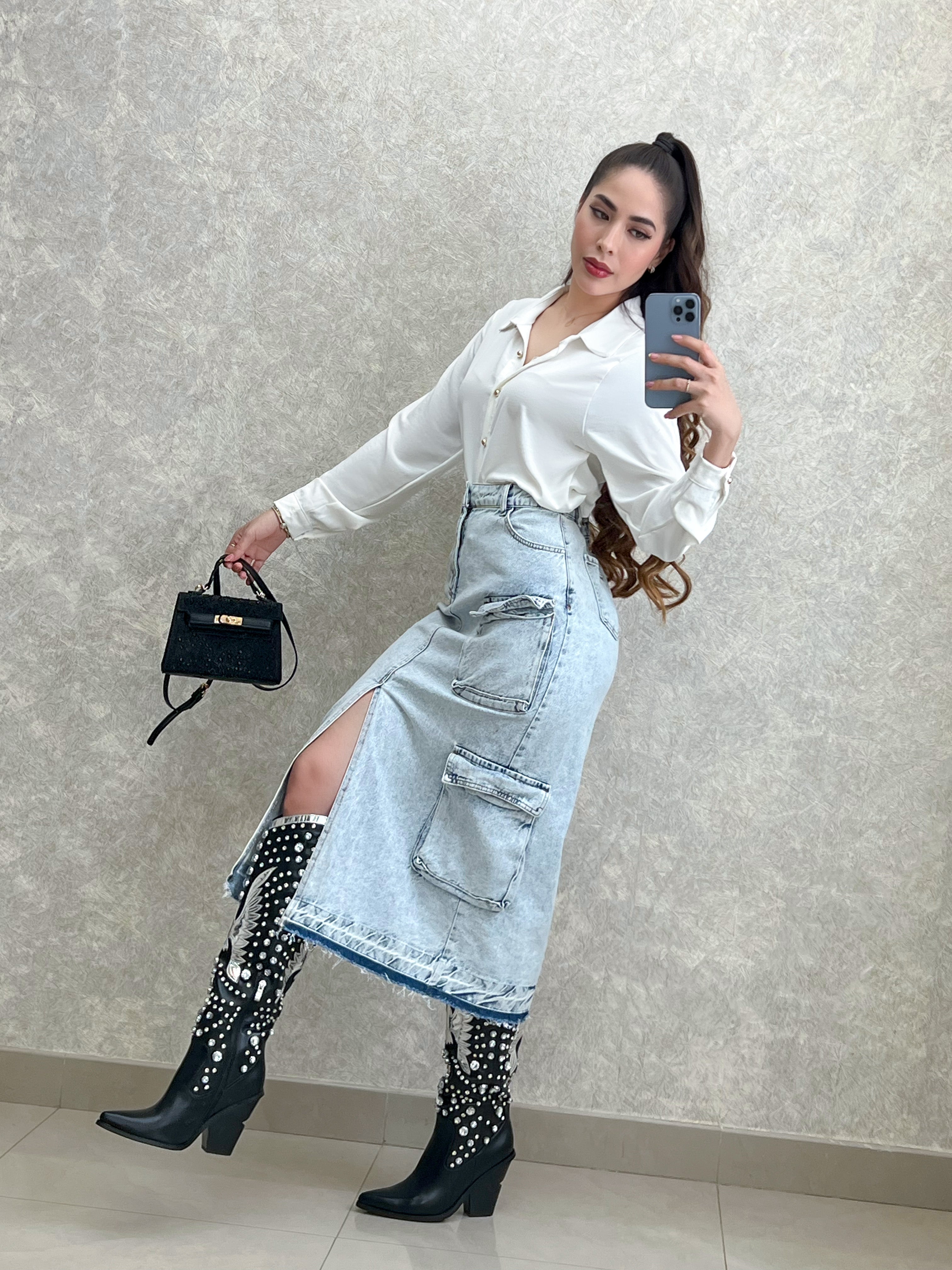 BOTAS COWBOY NEGRAS CON PEDRERÍA