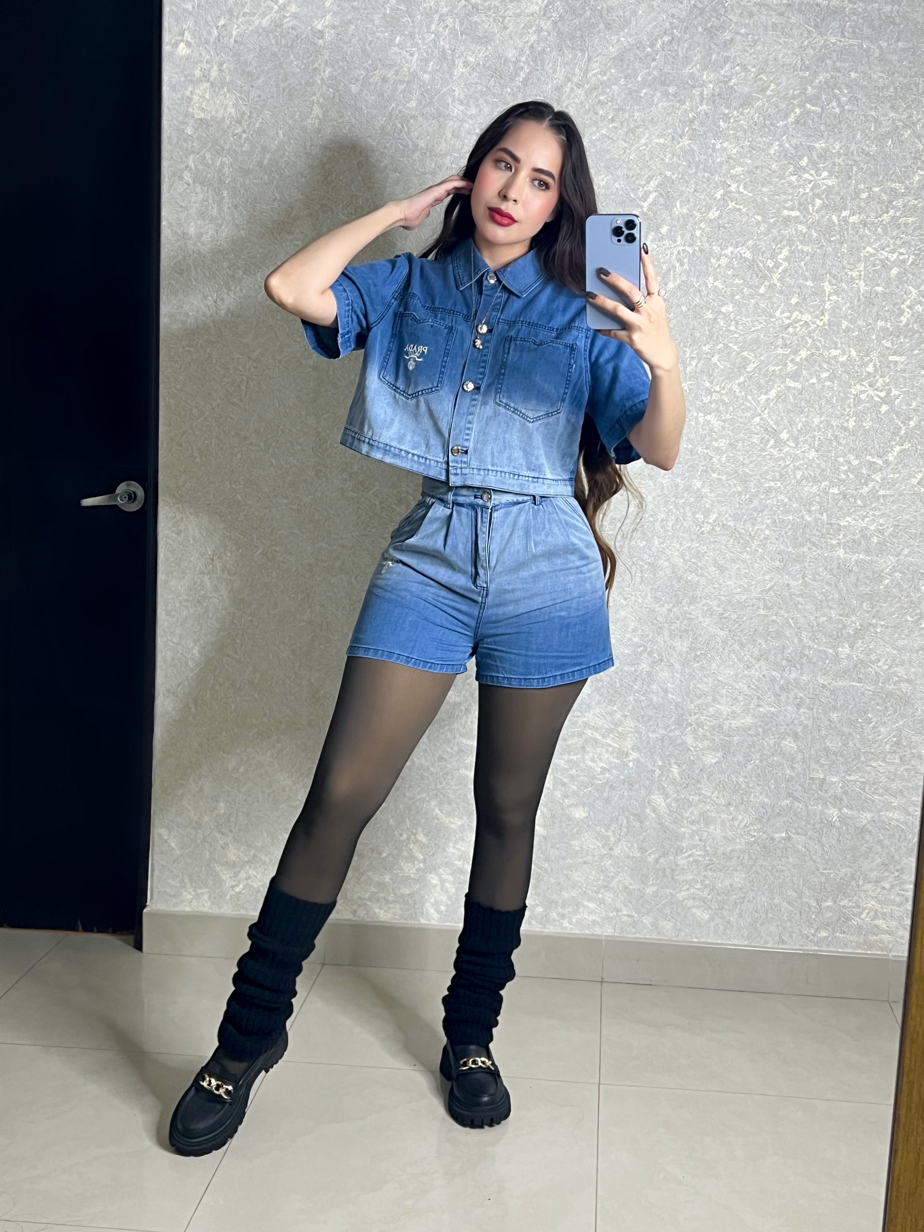 SET SHORT Y CAMISA AZUL