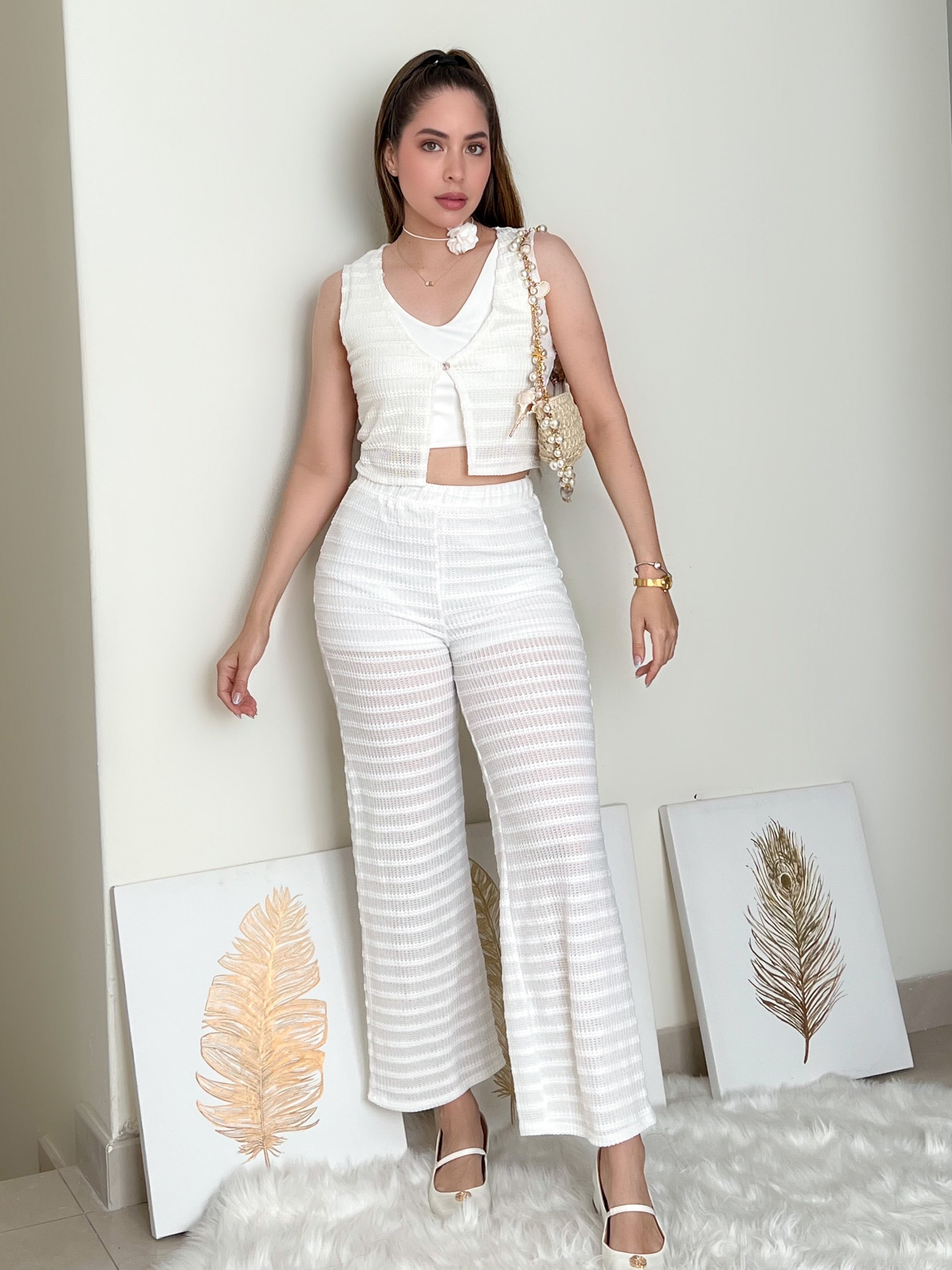 SET BLANCO TEJIDO A CROCHETE