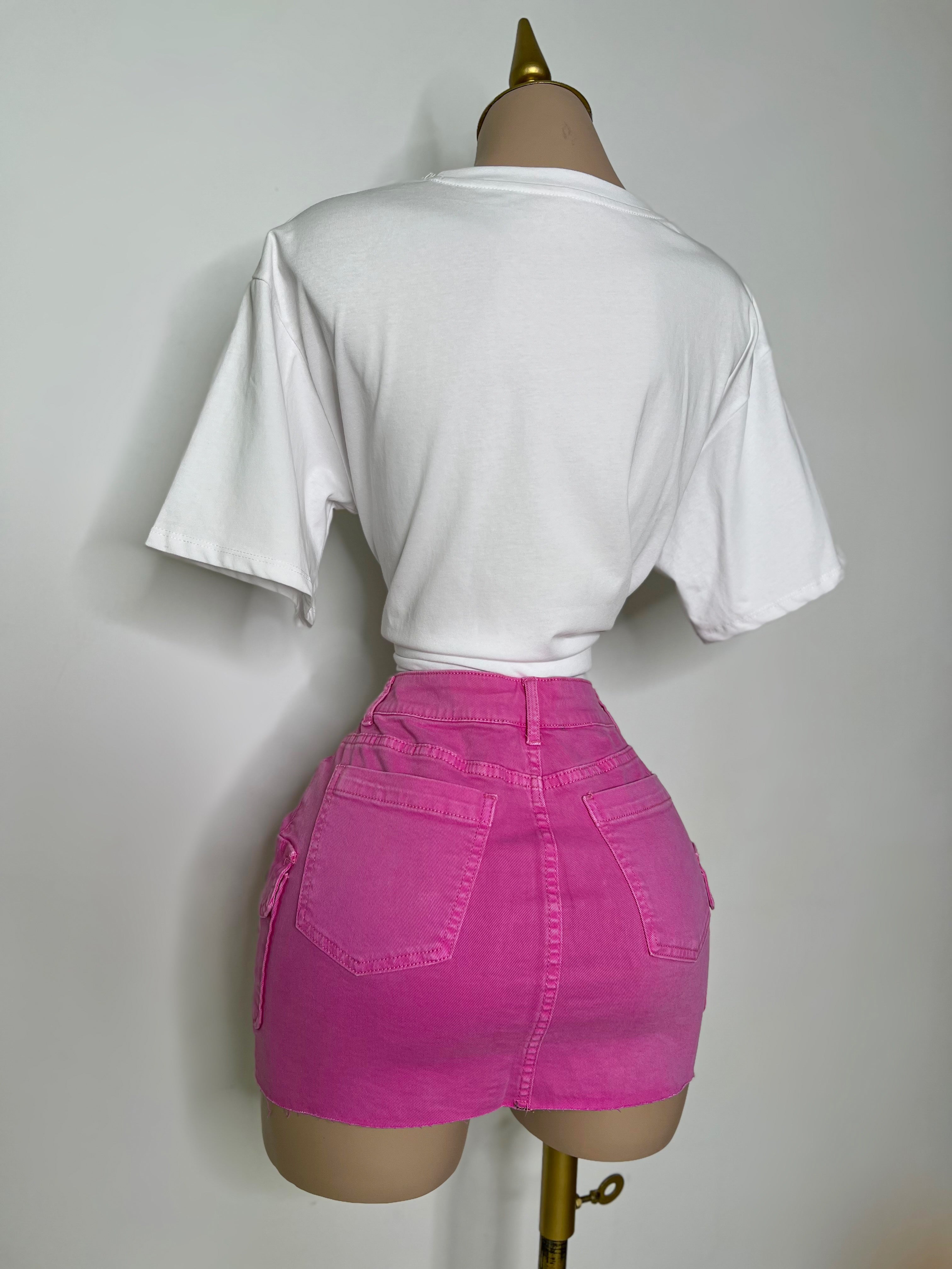 FALDA ROSA CON BOLSAS