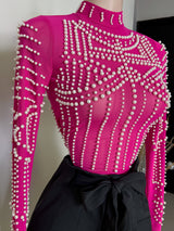 BLUSA ROSA CON PERLAS