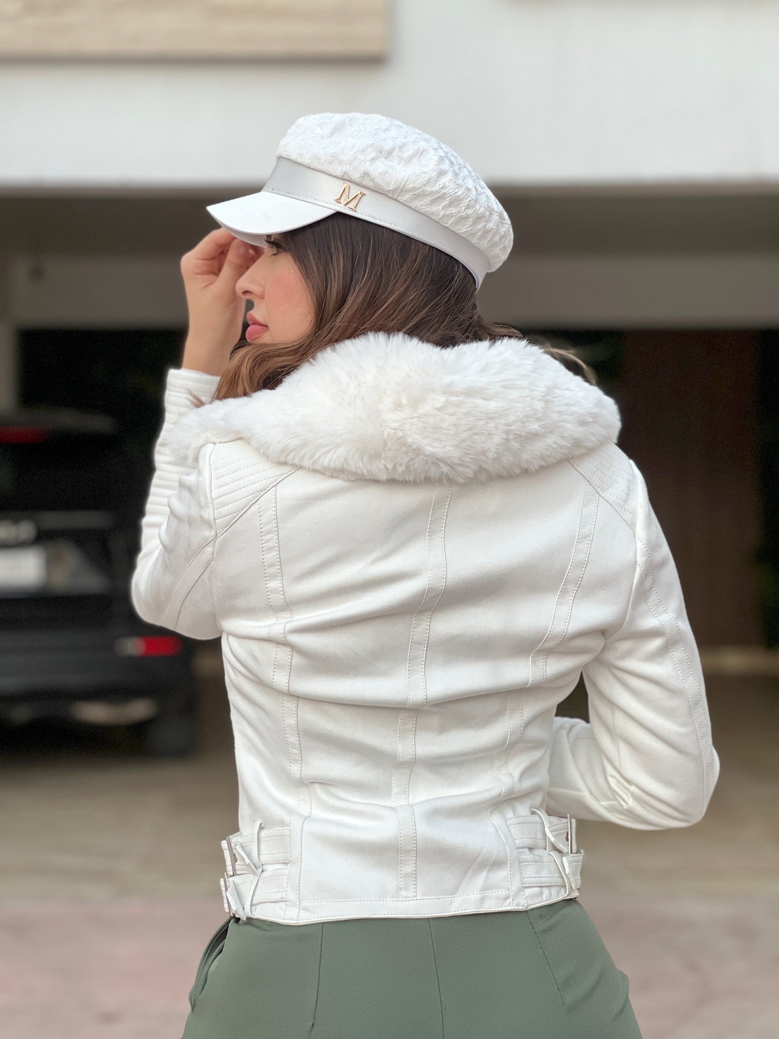 ABRIGO BLANCO DE VINIPIEL Y PELUCHE