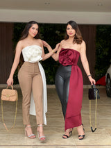 TOP DE FLOR TINTO CON FLECO LARGO