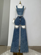 TOP DENIM CON PEDRERIA