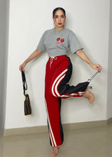 PANTALÓN ROJO CON DENIM