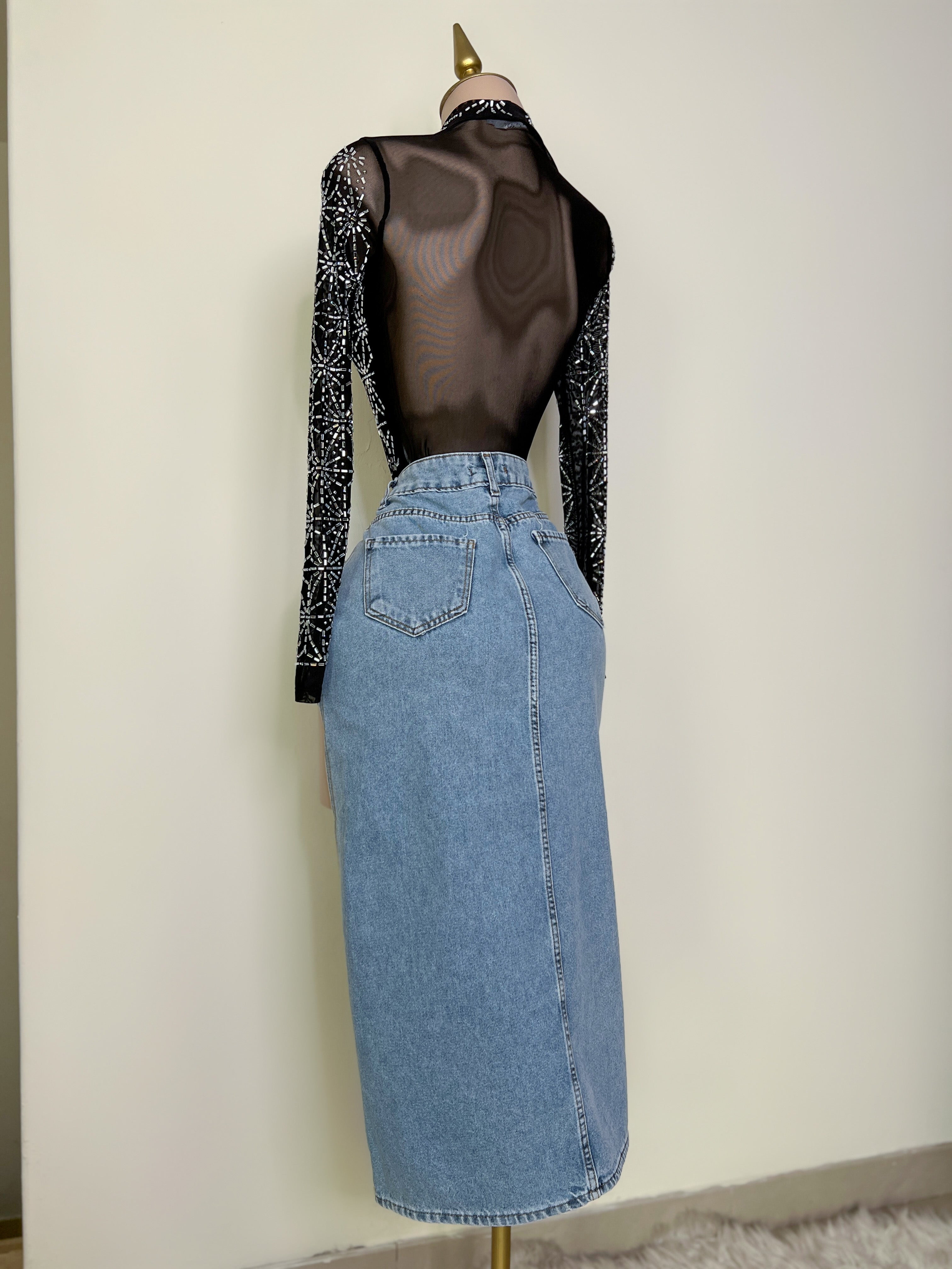 FALDA DE MEZCLILLA METALICA