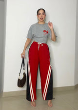 PANTALÓN ROJO CON DENIM