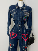 ENTERIZO MEZCLILLA CON CORAZONES