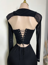 CORSÉ NEGRO CON MANGAS RETIRABLES