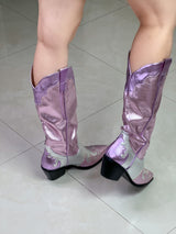 BOTAS COWBOY ROSA CON PLATA