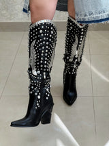 BOTAS COWBOY NEGRAS CON PEDRERÍA