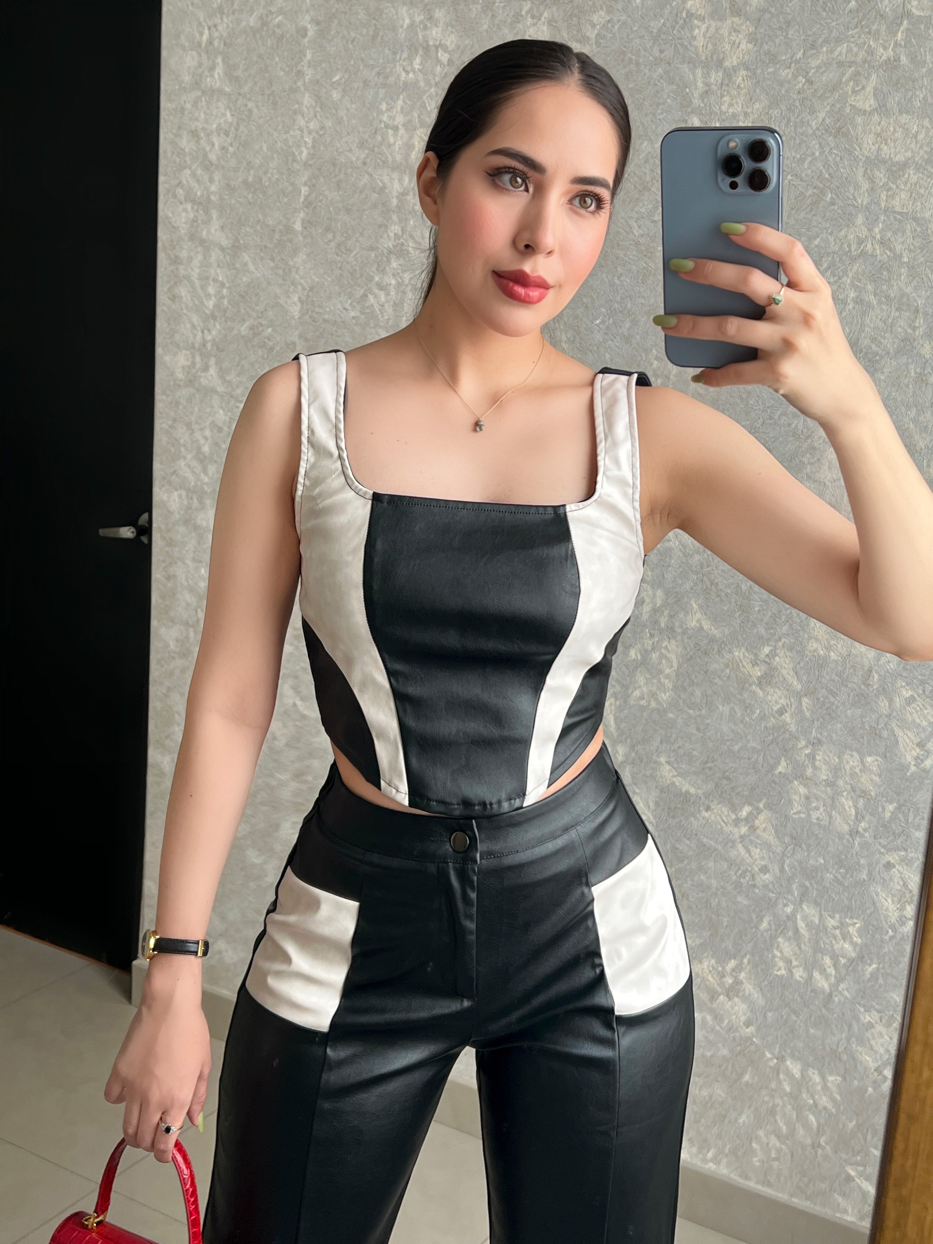 SET PANTALÓN CON TOP VINIPIEL