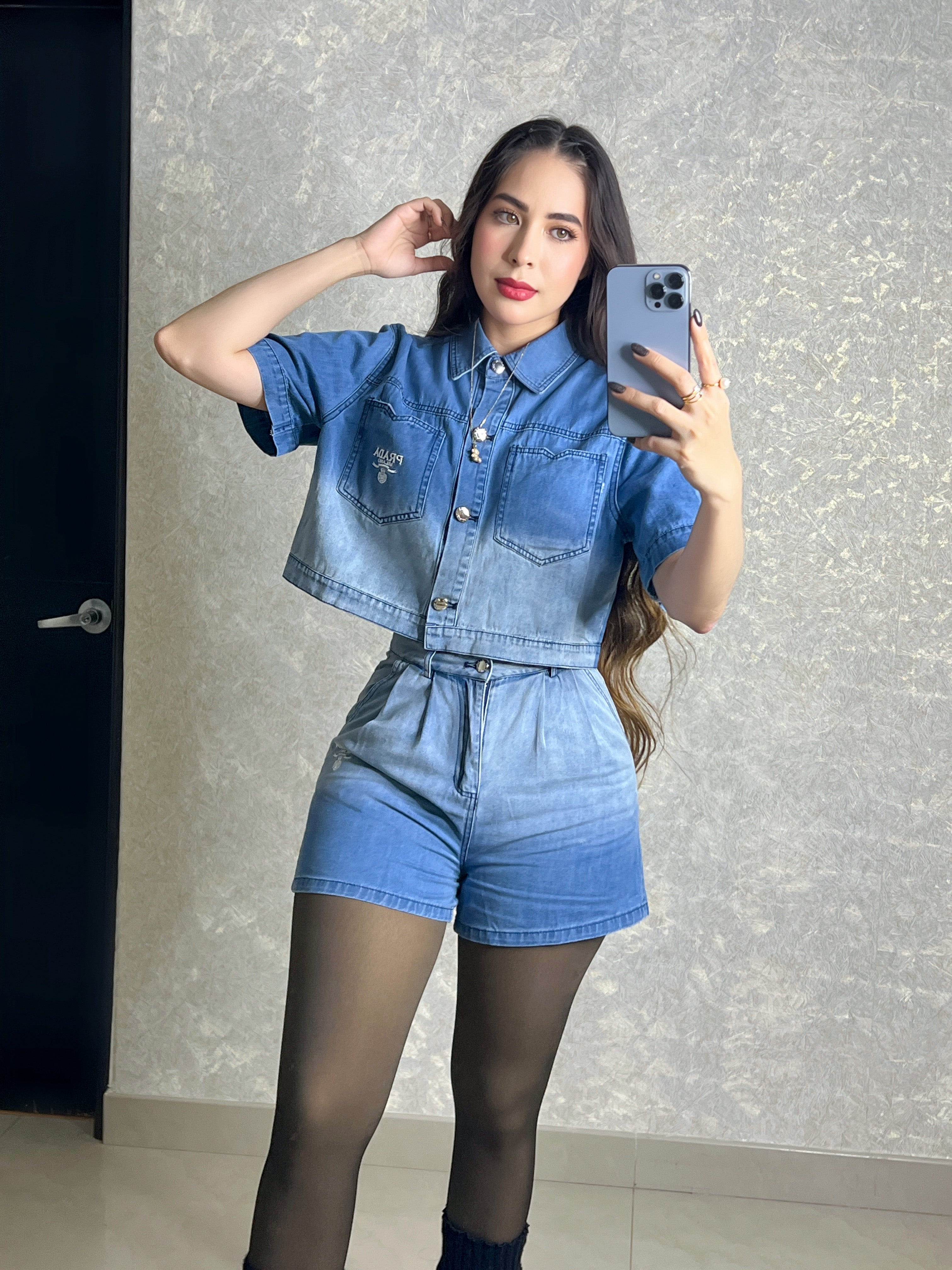 SET SHORT Y CAMISA AZUL