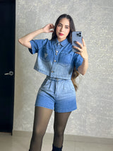 SET SHORT Y CAMISA AZUL