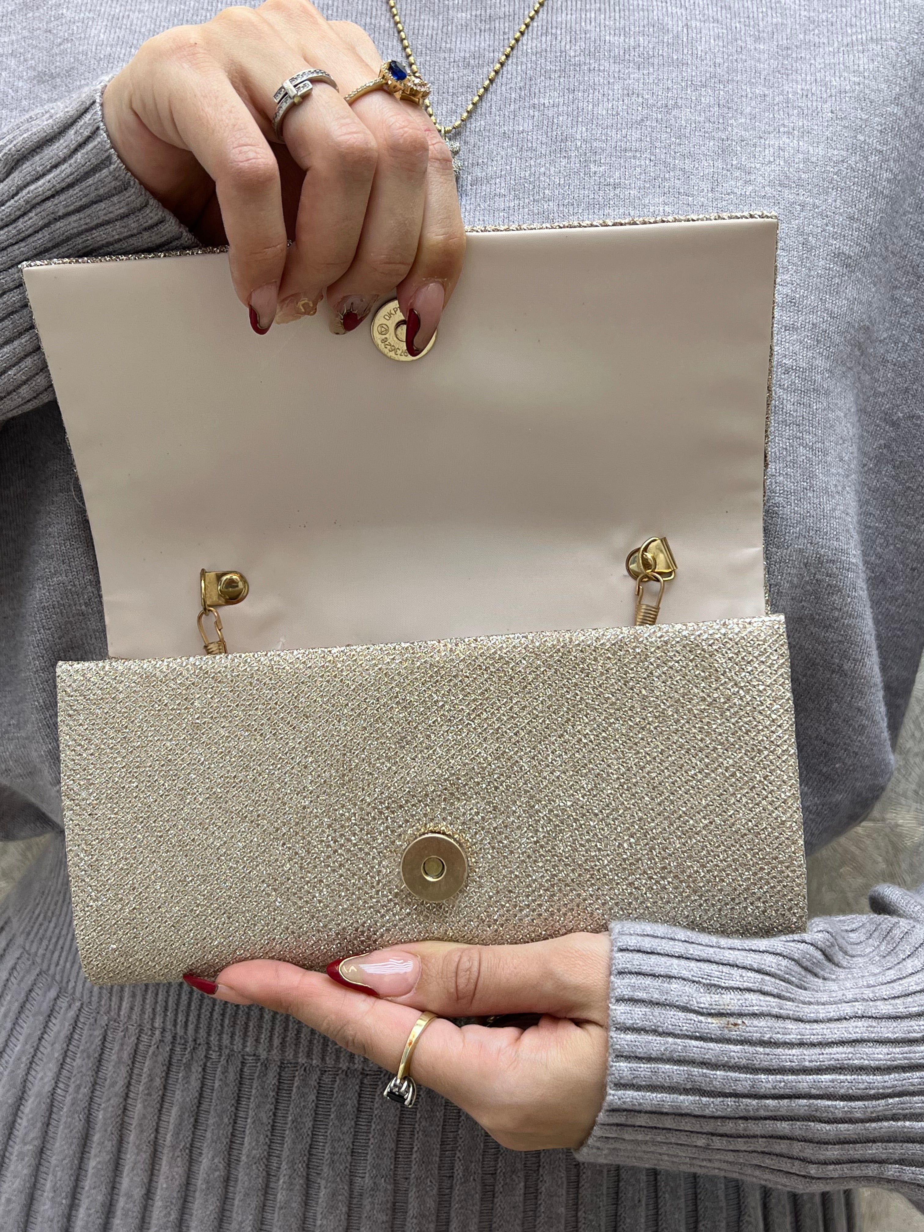 BOLSO IVORY CON BRILLO