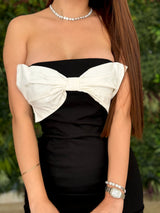 VESTIDO NEGRO CON MOÑO