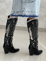 BOTAS COWBOY NEGRAS CON PEDRERÍA